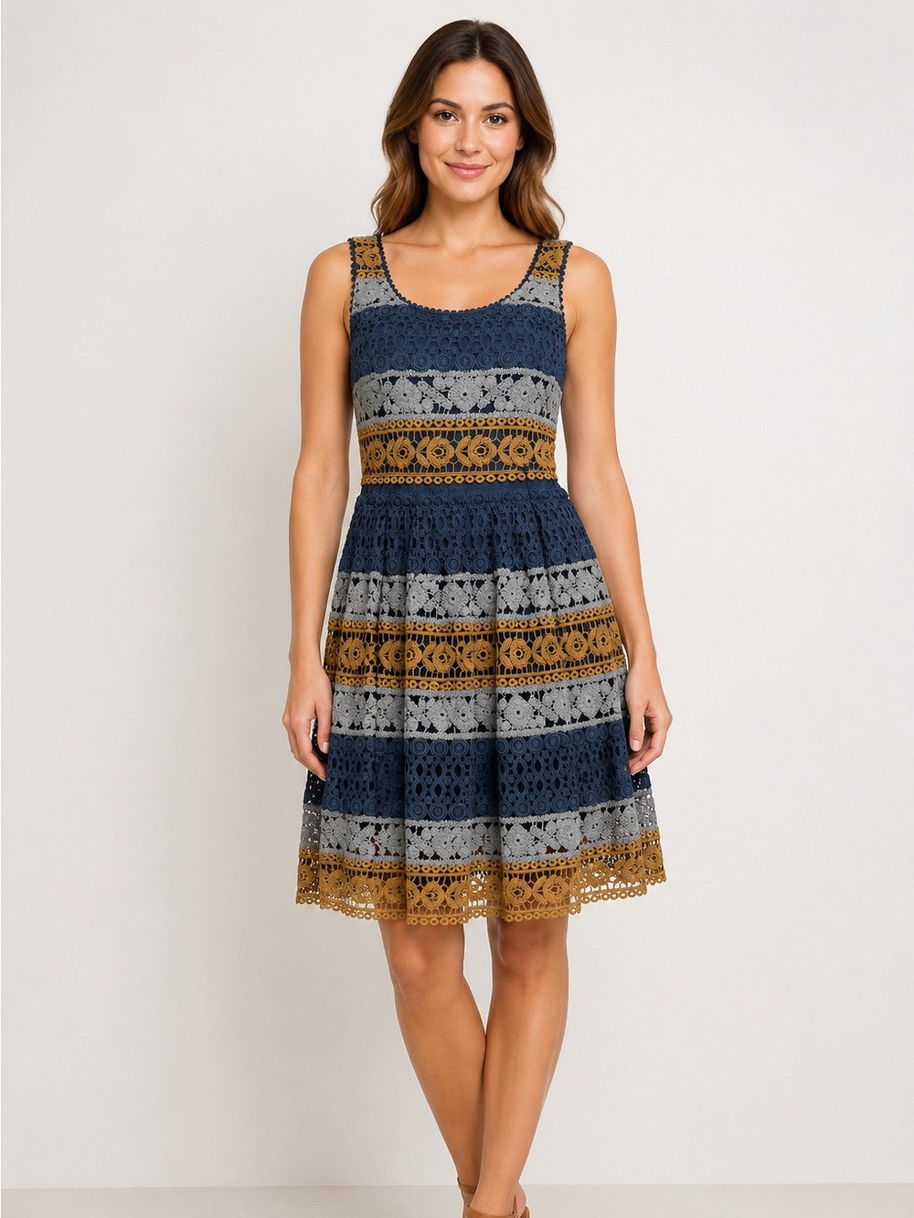 Maeve Anthropologie Crochet Lace Fit & Flare Dress Size 0